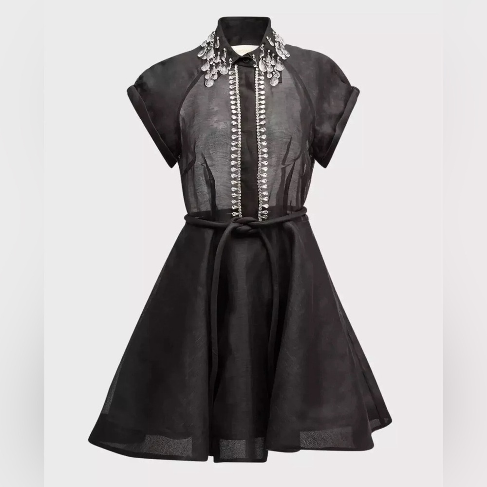 Zimmermann Matchmaker Crystal Embellished Black Mini Dress